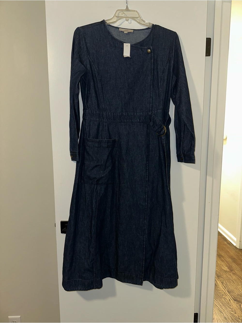 NWT Size 14 Loft Long Sleeve Denim Wrap Dress